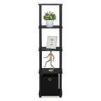 Furinno Étagère de rangement à 5 niveaux, bibliothèque multifonctionnelle avec tiroir, noir