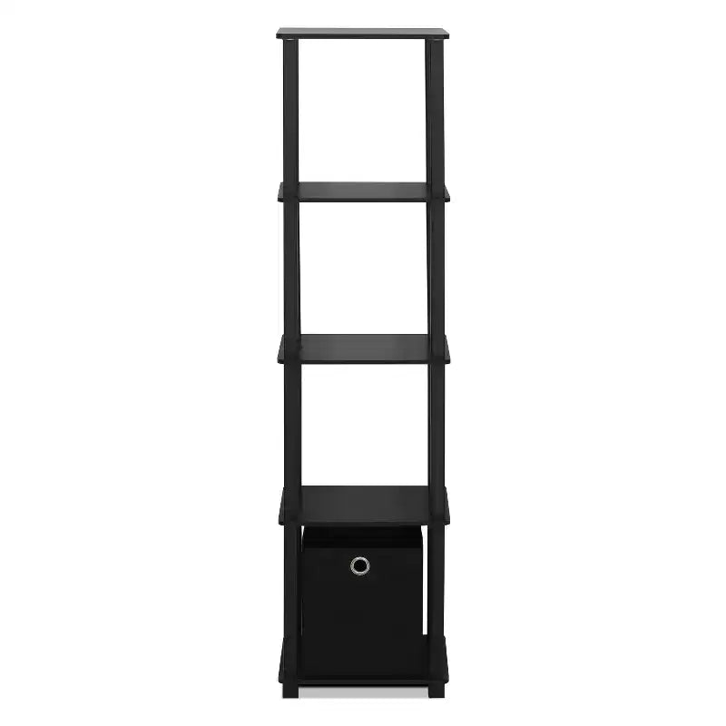 Furinno Étagère de rangement à 5 niveaux, bibliothèque multifonctionnelle avec tiroir, noir