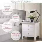 Table de chevet blanche à 3 tiroirs Hammond Passion Furniture (26 po H x 24 po L x 18 po P)