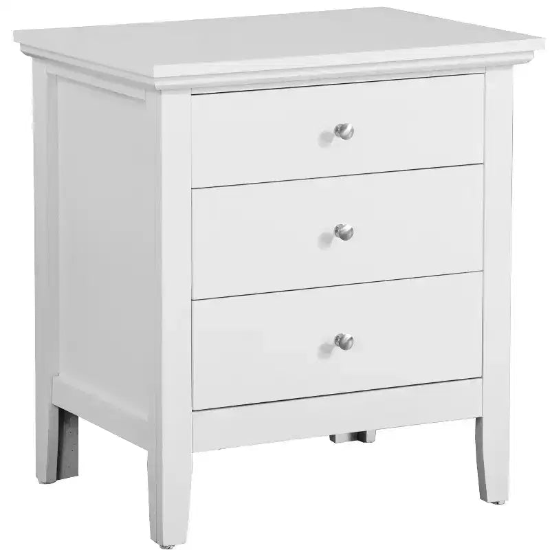 Table de chevet blanche à 3 tiroirs Hammond Passion Furniture (26 po H x 24 po L x 18 po P)