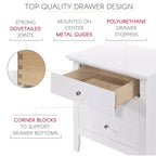 Table de chevet blanche à 3 tiroirs Hammond Passion Furniture (26 po H x 24 po L x 18 po P)