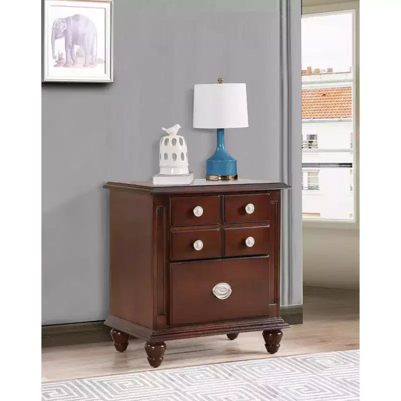 Table de chevet à 5 tiroirs Summit Passion Furniture (27 po H x 16 po L x 24 po P)