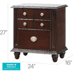 Table de chevet à 5 tiroirs Summit Passion Furniture (27 po H x 16 po L x 24 po P)