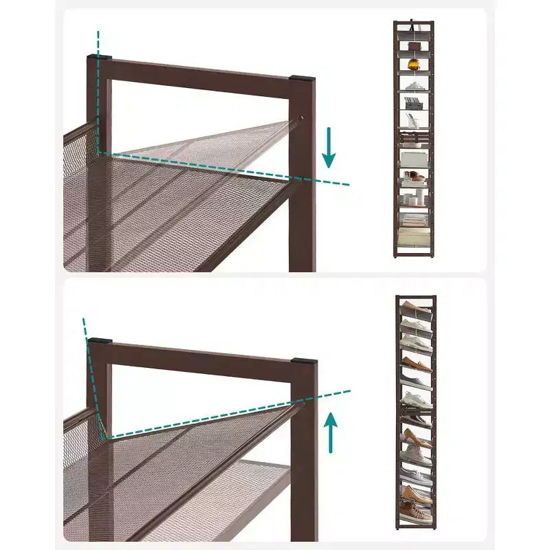 Étagère à Chaussures Haute 12 Niveaux en Métal, Organisateur de Rangement pour Chaussures