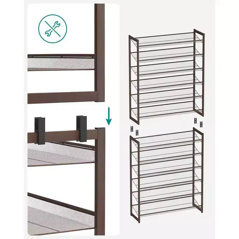 Étagère à Chaussures Haute 12 Niveaux en Métal, Organisateur de Rangement pour Chaussures