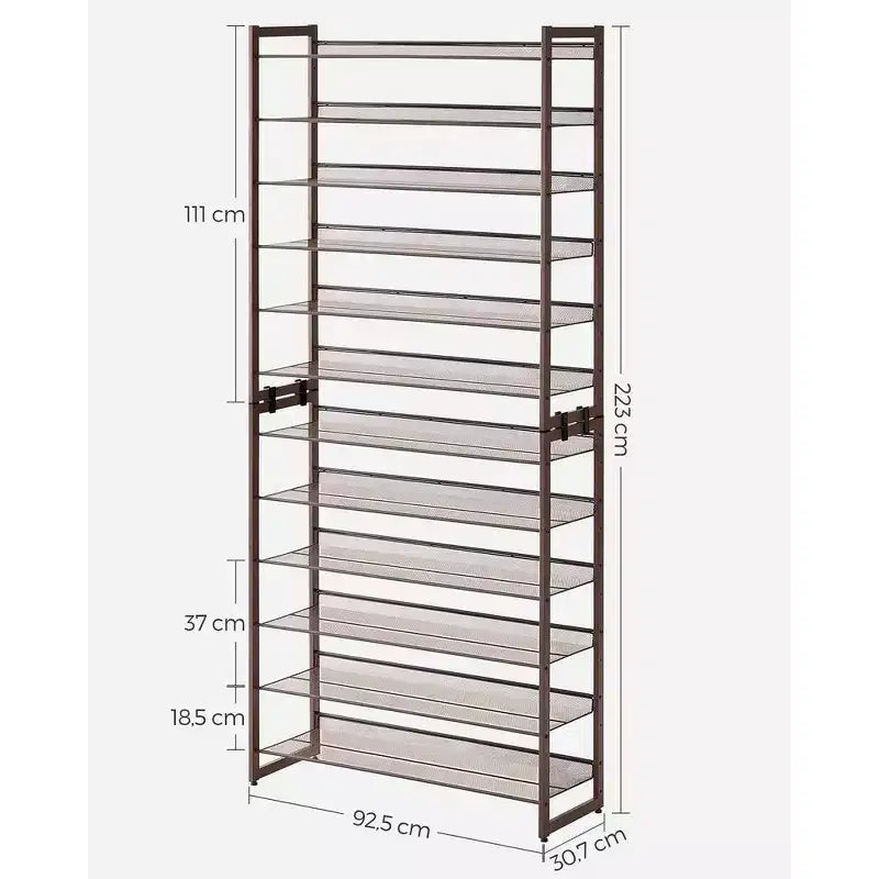 Étagère à Chaussures Haute 12 Niveaux en Métal, Organisateur de Rangement pour Chaussures