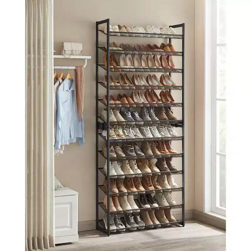 Étagère à Chaussures Haute 12 Niveaux en Métal, Organisateur de Rangement pour Chaussures