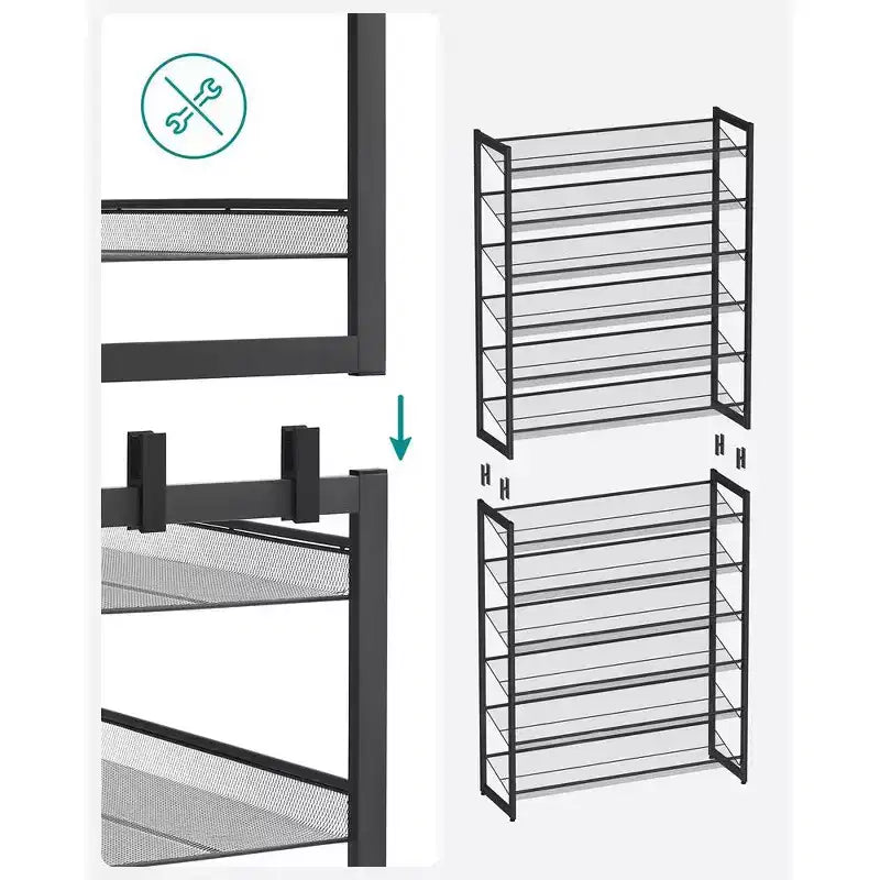Étagère à Chaussures Haute 12 Niveaux en Métal, Organisateur de Rangement pour Chaussures