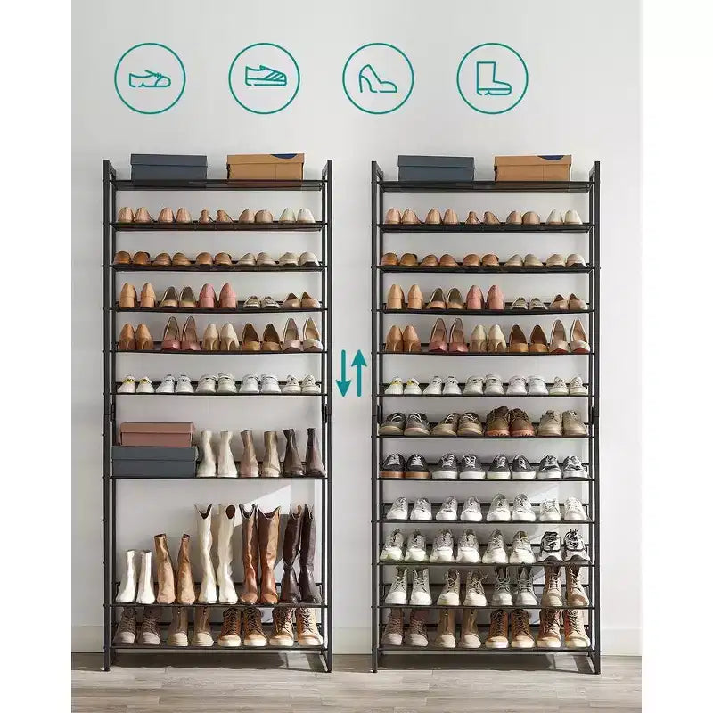 Étagère à Chaussures Haute 12 Niveaux en Métal, Organisateur de Rangement pour Chaussures