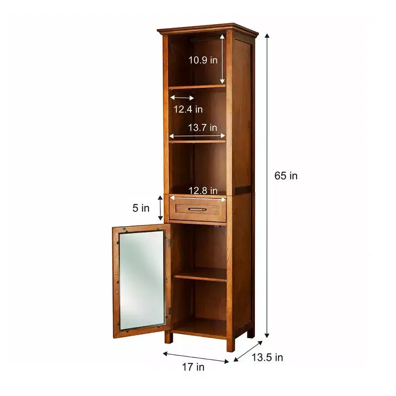 Meuble colonne de salle de bain Teamson Home Avery avec portes vitrées, tiroir et étagères