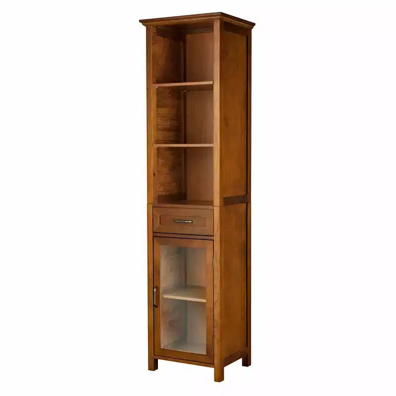 Meuble colonne de salle de bain Teamson Home Avery avec portes vitrées, tiroir et étagères