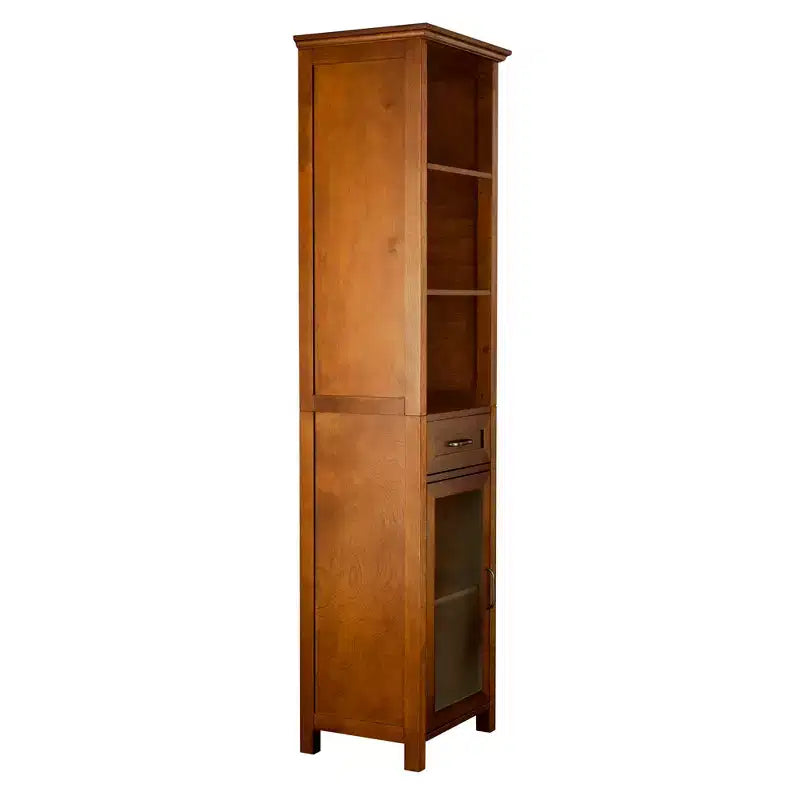 Meuble colonne de salle de bain Teamson Home Avery avec portes vitrées, tiroir et étagères