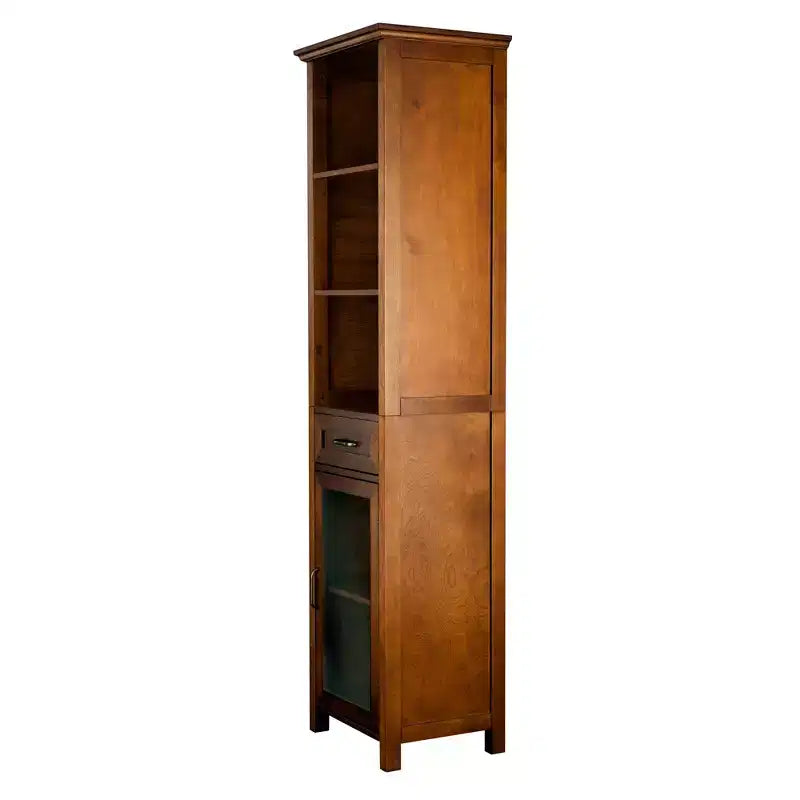 Meuble colonne de salle de bain Teamson Home Avery avec portes vitrées, tiroir et étagères
