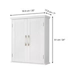 Teamson Home Newport Meuble de rangement mural avec 2 portes, étagère réglable et poignées en nickel brossé, blanc