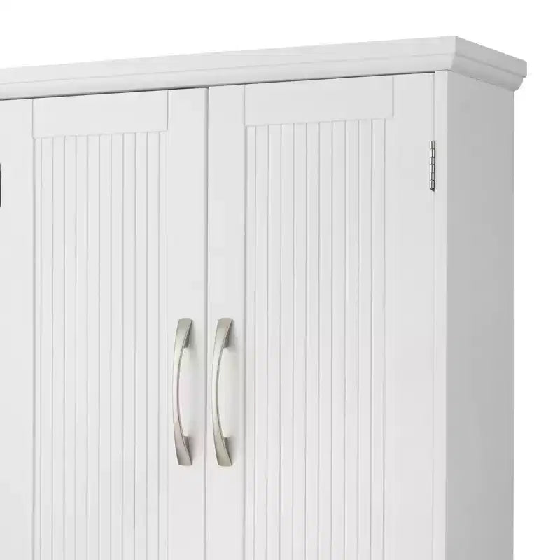 Teamson Home Newport Meuble de rangement mural avec 2 portes, étagère réglable et poignées en nickel brossé, blanc