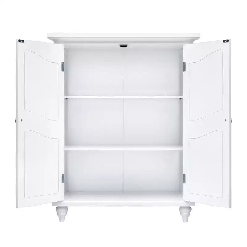 Meuble de Rangement au Sol Teamson Home Versailles Blanc, Organisateur Autonome à 2 Portes avec Étagères Réglables