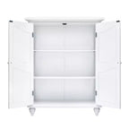 Meuble de Rangement au Sol Teamson Home Versailles Blanc, Organisateur Autonome à 2 Portes avec Étagères Réglables