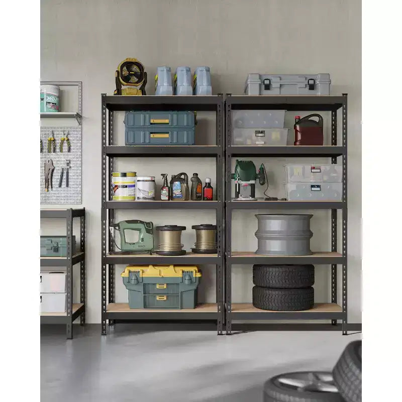5-Tier Storage Shelves, Set of 2 Garage Storage, Adjustable Shelving Units, 17.7 x 35.4 x 70.9 Inches, Load 1929 lb Each, Shed Warehouse Basement