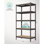 Étagères de Rangement à 5 Niveaux, Lot de 2 Rangement de Garage, Étagères Ajustables, 45 x 90 x 180 cm, Charge 875 kg Chacun, Abri de Jardin Entrepôt Sous-sol