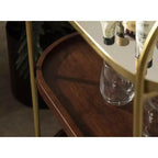 Desserte de bar ovale en bois Kate and Laurel Maxfield, 26x13x36, Noyer brun et Or
