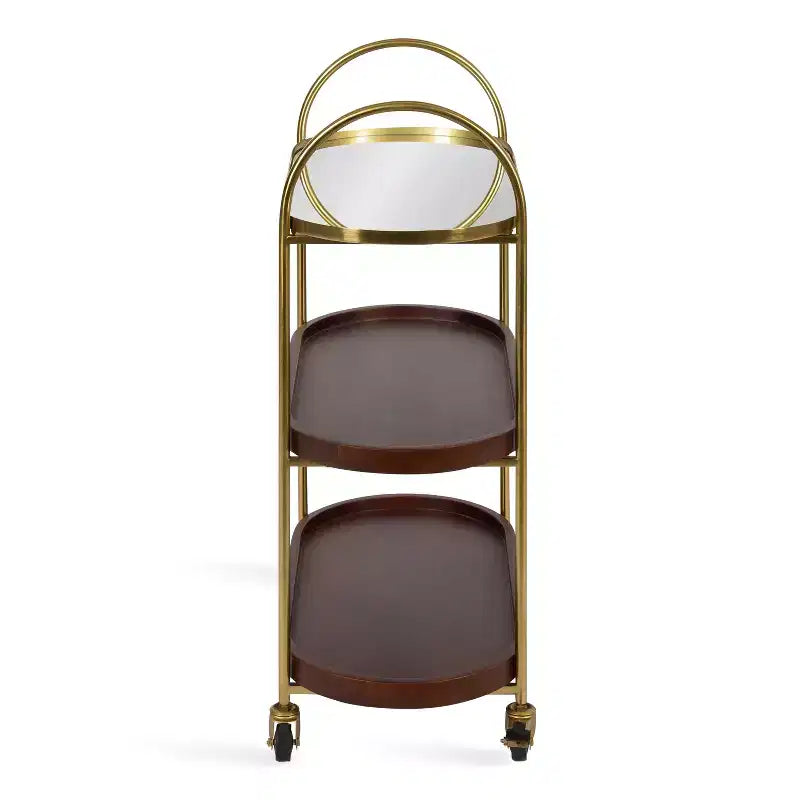 Desserte de bar ovale en bois Kate and Laurel Maxfield, 26x13x36, Noyer brun et Or