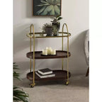 Desserte de bar ovale en bois Kate and Laurel Maxfield, 26x13x36, Noyer brun et Or