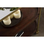 Desserte de bar ovale en bois Kate and Laurel Maxfield, 26x13x36, Noyer brun et Or
