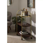 Desserte de bar ovale en bois Kate and Laurel Maxfield, 26x13x36, Noyer brun et Or
