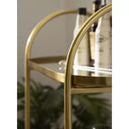 Desserte de bar ovale en bois Kate and Laurel Maxfield, 26x13x36, Noyer brun et Or