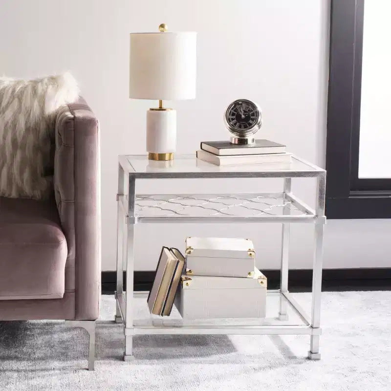 Table d'appoint en verre Hanzel Gold Leaf - AMH8312 - Safavieh Couture
