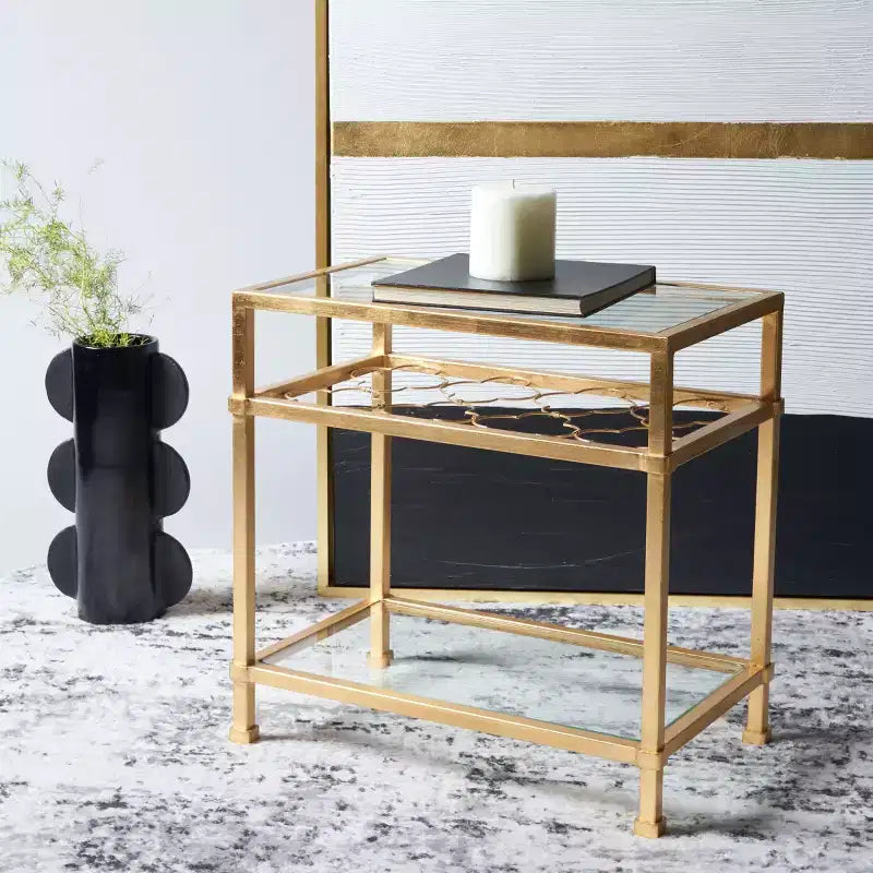 Table d'appoint en verre Hanzel Gold Leaf - AMH8312 - Safavieh Couture