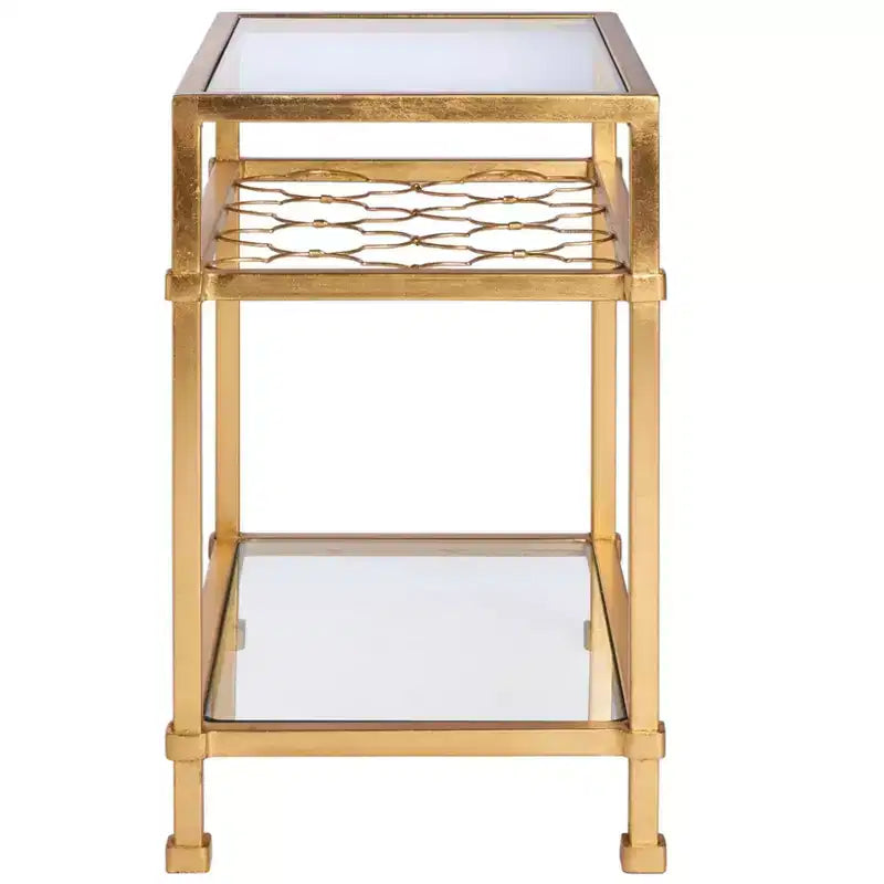 Table d'appoint en verre Hanzel Gold Leaf - AMH8312 - Safavieh Couture