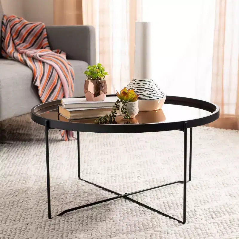 Table basse Ruby Tray Top - Or rose/Noir - Safavieh