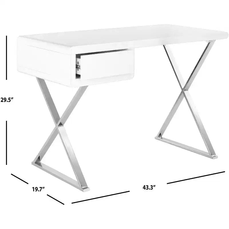 Bureau Hanover - FOX2207 - Blanc/Chrome - Safavieh Couture