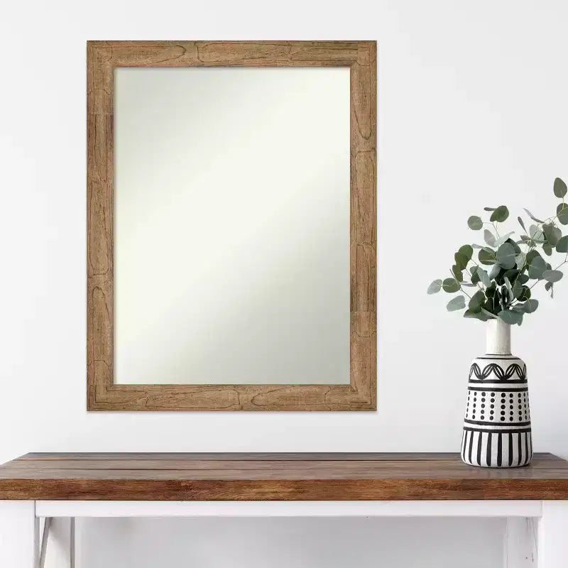 Miroir mural encadré en bois marron étroit non biseauté Amanti Art Owl