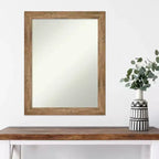 Miroir mural encadré en bois marron étroit non biseauté Amanti Art Owl