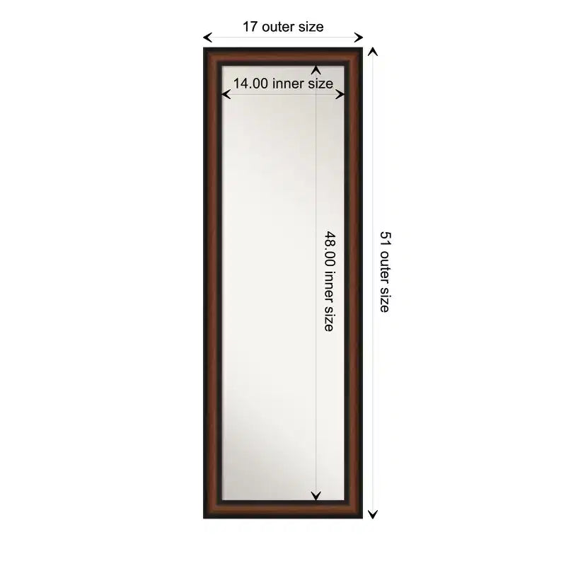 Amanti Art Yale Noyer Non-Biseauté Sur la porte Miroir psyché, Miroir mural 51,5 po x 17,5 po.