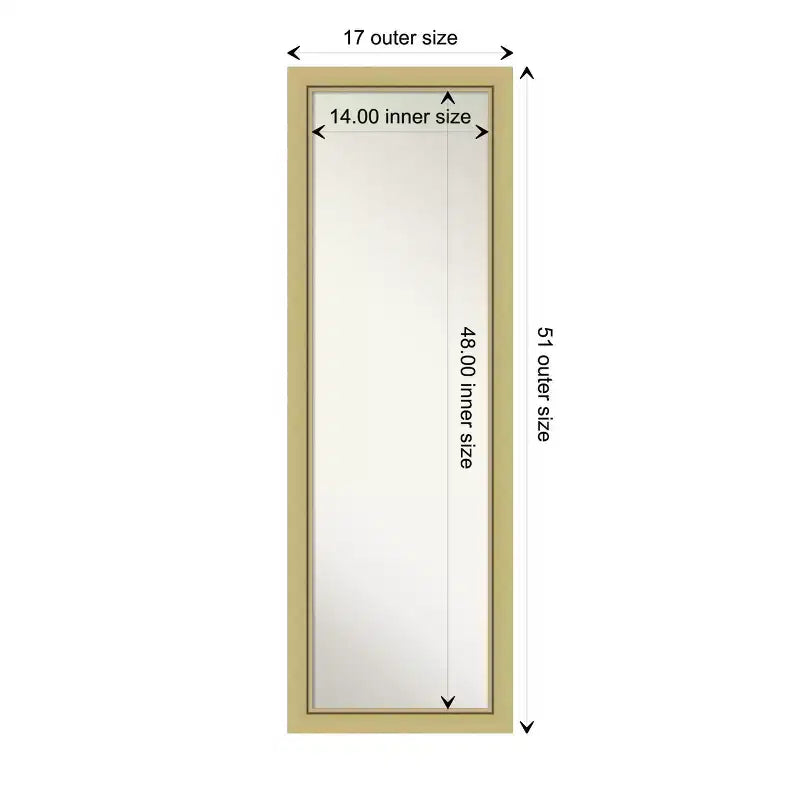Amanti Art Landon Or Étroit Non Biseauté Sur la Porte Miroir Mural Miroir Complet, 51,5 po x 17,5 po.