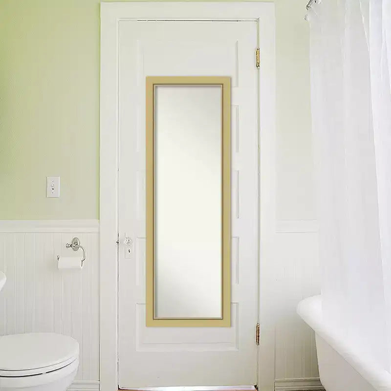 Amanti Art Landon Or Étroit Non Biseauté Sur la Porte Miroir Mural Miroir Complet, 51,5 po x 17,5 po.