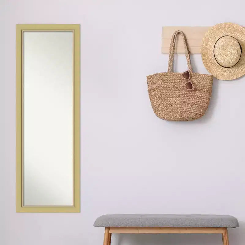 Amanti Art Landon Or Étroit Non Biseauté Sur la Porte Miroir Mural Miroir Complet, 51,5 po x 17,5 po.