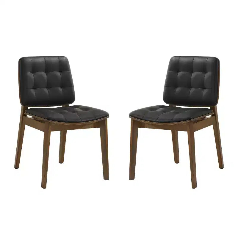 Simple Relax Set of 2 Side Chairs in Natural Walnut and Black