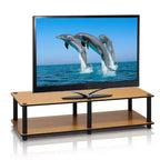 Meuble TV Large Furinno, aucun outil requis, meuble de divertissement multimédia pour téléviseurs jusqu'à 43 pouces avec grande capacité, couleur cerisier clair, tube noir