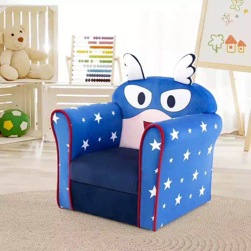 Costway Canapé Enfant Fauteuil Rembourré pour Tout-Petits Structure en Bois pour Enfants Bleu Marine