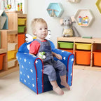 Costway Canapé Enfant Fauteuil Rembourré pour Tout-Petits Structure en Bois pour Enfants Bleu Marine
