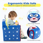 Costway Canapé Enfant Fauteuil Rembourré pour Tout-Petits Structure en Bois pour Enfants Bleu Marine