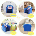 Costway Canapé Enfant Fauteuil Rembourré pour Tout-Petits Structure en Bois pour Enfants Bleu Marine