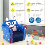 Costway Canapé Enfant Fauteuil Rembourré pour Tout-Petits Structure en Bois pour Enfants Bleu Marine