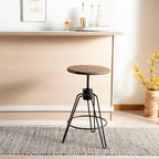 Tabouret de comptoir pivotant réglable Kai - BST3700 - Miel Naturel/Noir - Safavieh
