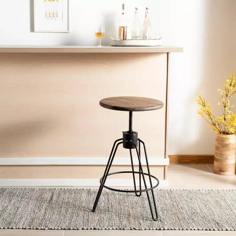 Tabouret de comptoir pivotant réglable Kai - BST3700 - Miel Naturel/Noir - Safavieh