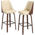 HOMCOM Bar Height Bar Stools Set of 2 PU Leather Swivel Barstools with Footrest and Tufted Back